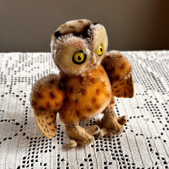 Steiff 1960s Wittie 4” Owl with Green Glass Eyes - Picture 3 of 10